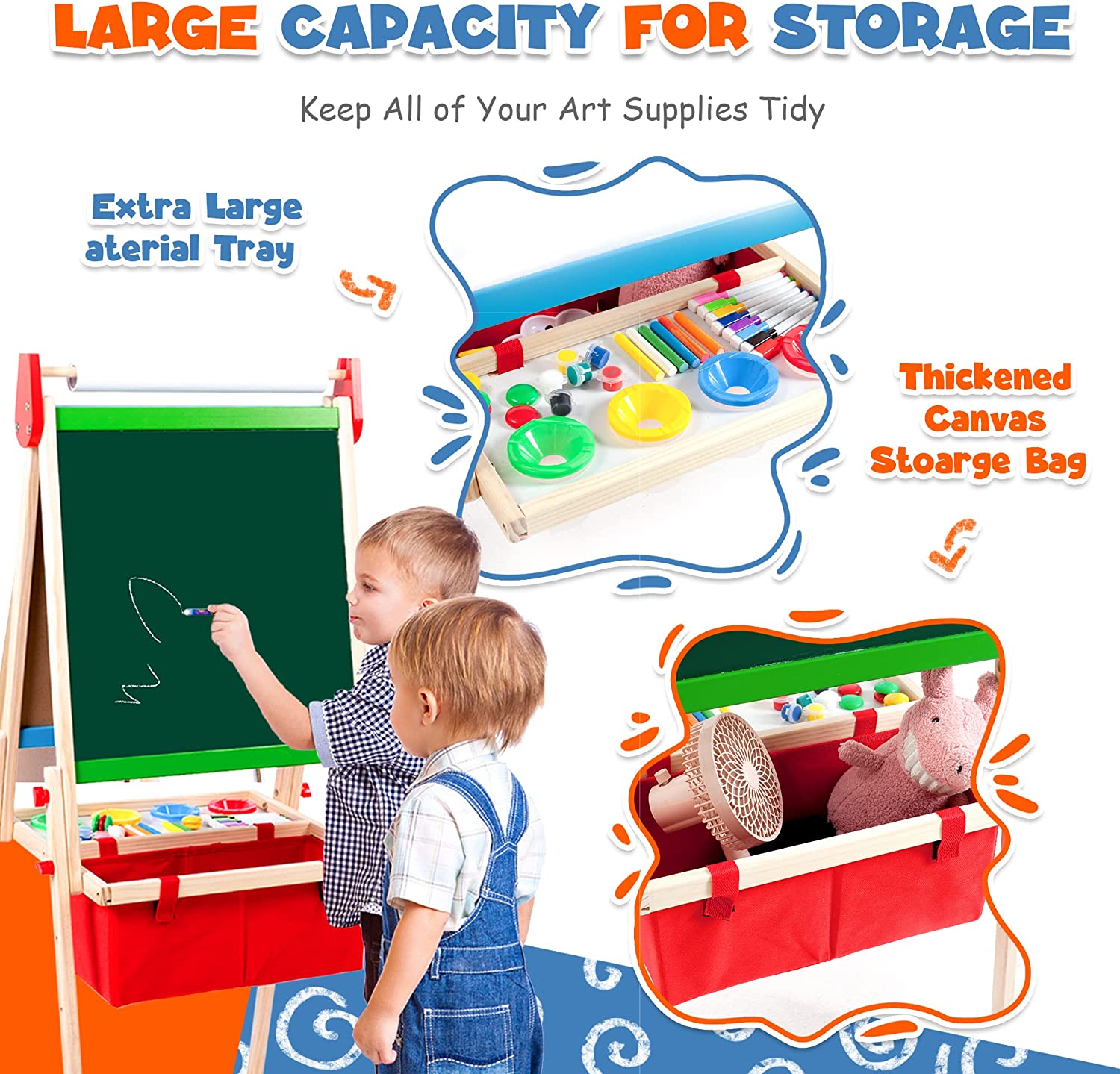 Art Easel for Kids - 100+ Accessories Double Sided Wooden Kids